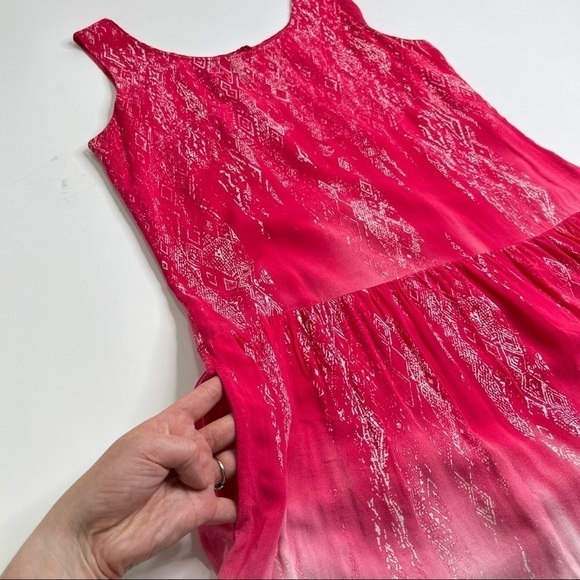 ESCADA Sport Pink & White Painted Ombré Sleeveless Tank Top Sporty A-Line Dress - Picture 3 of 14
